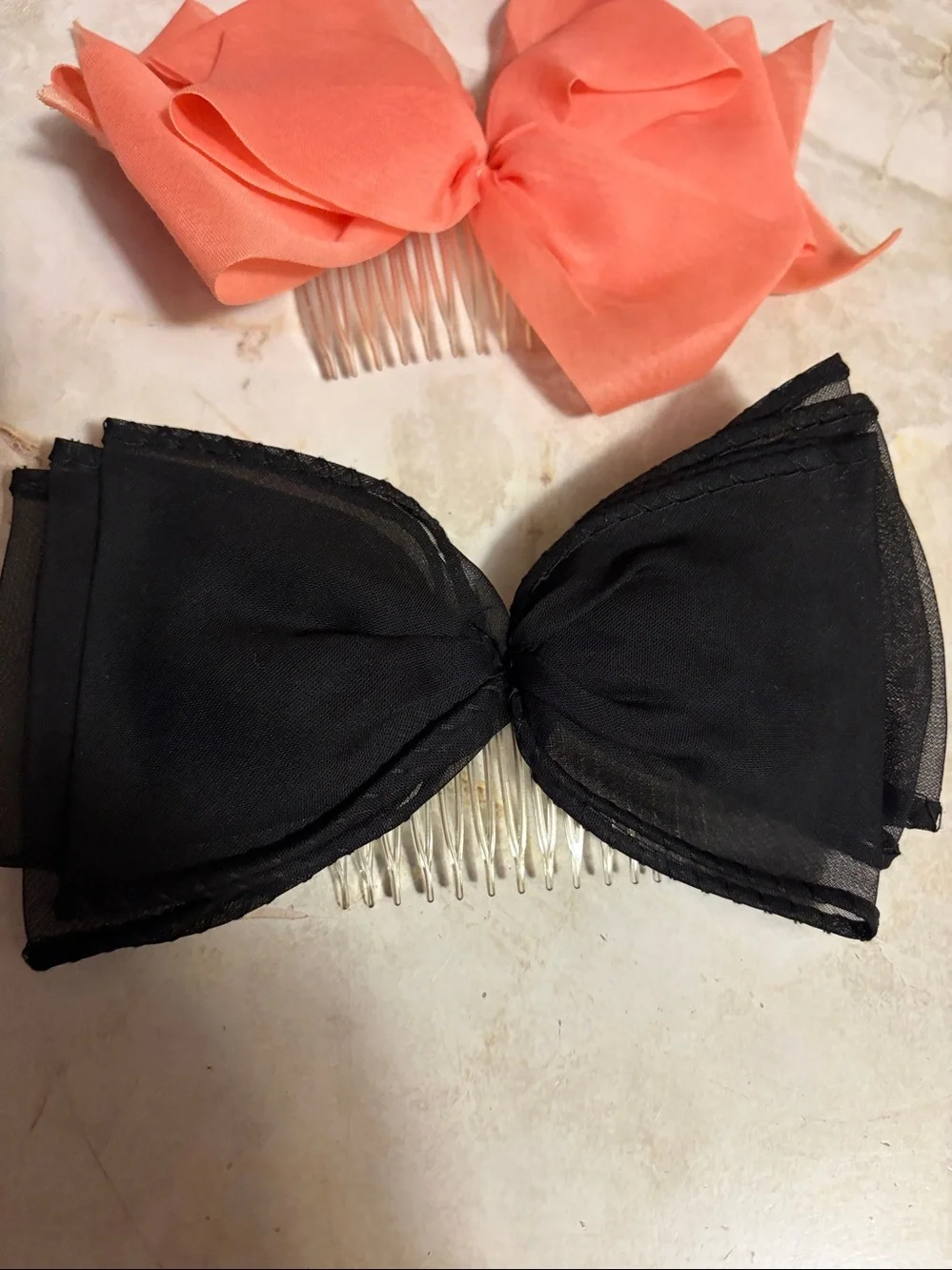 Women's Hair Bows with hair comb – Red, Coral Pink, Black